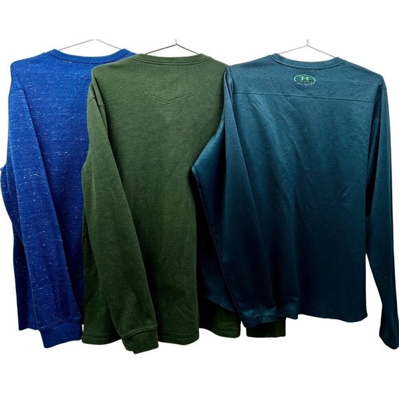 Bundle Of 3 Mens Thermal Henley Long Sleeves By Sonoma Eddie Bauer &Under Armour - Picture 5 of 6